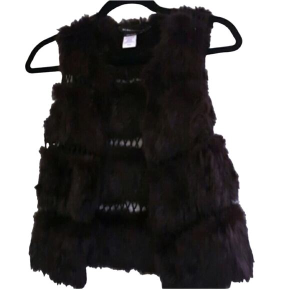 BCBGMaxAzria Genuine Rabbit Fur Crochet Panel Vest Black Size M - Picture 2 of 7